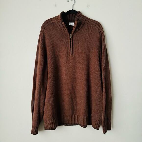 Columbia men’s brown quarter zip knit sweater pull over cover men’s XL - Picture 1 of 10